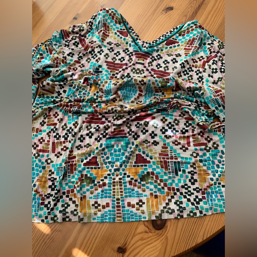 Johnny Was Colorful Mosaic Long Sleeve Top - Picture 8 of 11